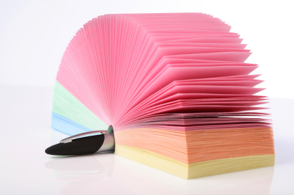 rainbow coloured post it notes
