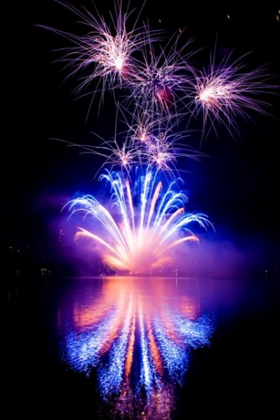 blue and purple fireworks