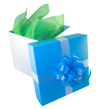 blue and green present box
