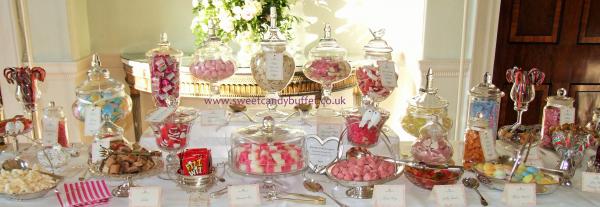 Luxury wedding sweets candy buffet table hire