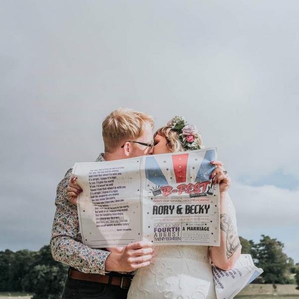 Alternative Wedding stationery - Order of Service Newspaper Photo by Jo Greenfield Photography