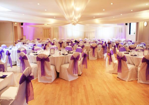 Purple fabric wedding reception
