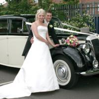 1952 daimler consort in black and cream for wedding hire vintage midlands