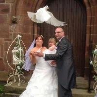 white wedding doves