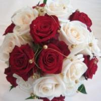 Cream and Red Hand Tied