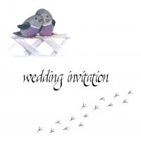 Wedding birds, hand painted invitation