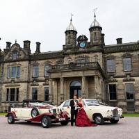 The bride and groom arriving at the Hall, wedding ceremony venues