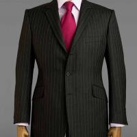 Tailored, bespoke, lightweight charcoal pin stripe wedding groom suit