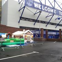Our rodeo reindeer and inflatable Santa's grotto at Goodison Park, Everton FC