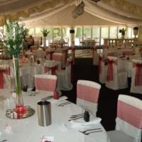 Claret chair cover Set Up Moxhull Hall