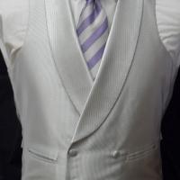 elite silver waistcoat, purple stripe tie, Status Hirewear, leamington spa