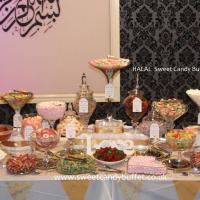 Halal wedding sweets buffet table candy cart