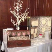 jandh dream day events vintage suitcases, table plan, post box