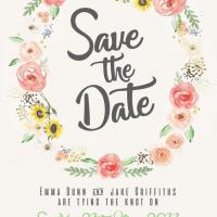Floral wreath save the date design 