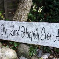 they lived happily ever after sign wedding
