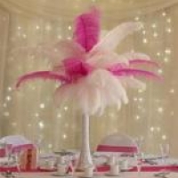 wedding centrepiece ostrich feathers white and pink