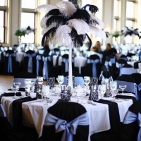 wedding centrepiece ostrich feathers black and white