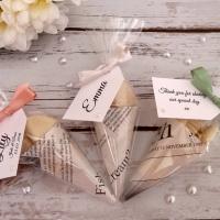 chocolate fish and chip cones with personalised tag