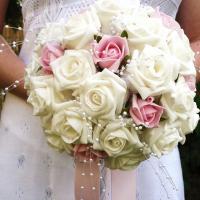 Baby Pink and White Bridal Bouquet with Pearl sprays