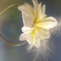 Flower and White feathers fascinator.