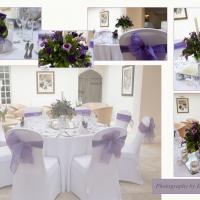 chair covers and table centrepieces