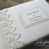 Guipure Lace & Pearl Wedding Guest Book