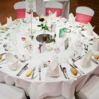 wedding table decor and chair covers at the abbey hotel